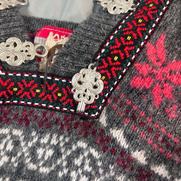 Free People Fair Isle Wool blend sweater dress with plaid ruffle hem size M - Picture 4 of 8